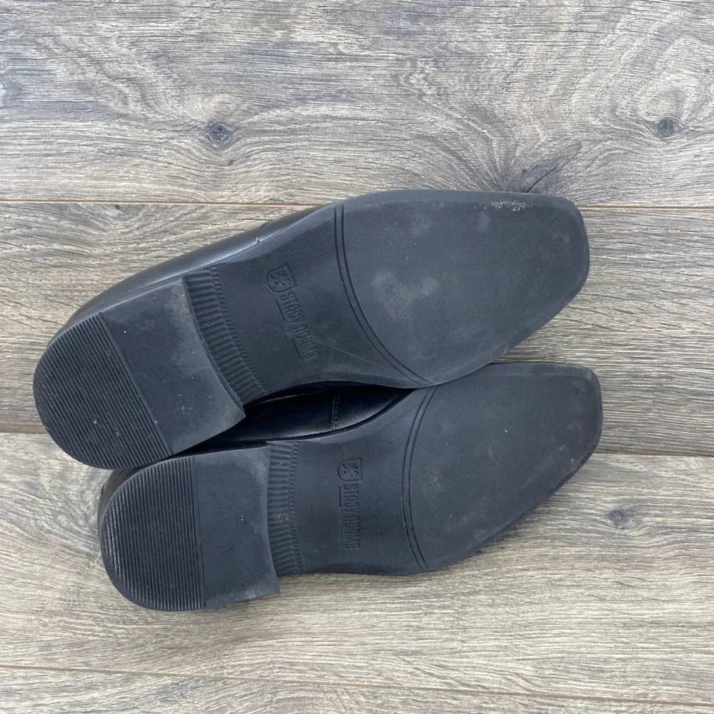 Stacy Adams Bit Loafer Boys Size 5.5M Black Square Toe Dress Shoes 43423-042